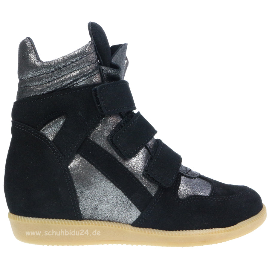 ACEBO´S 8007 Stiefelette - schwarz - silber-metallic, women's ankle boot in black with silver metallic accents, perfect for a stylish and edgy look