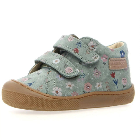 NATURINO Barfußschuh Halbschuh AMUR - mintgrün / Streublümchen / dunkle Sohle