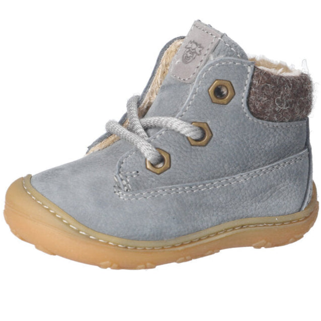 Knöchelschuh aus grauem RICOSTA-Leder mit Schnürung und seitlichem Reißverschluss