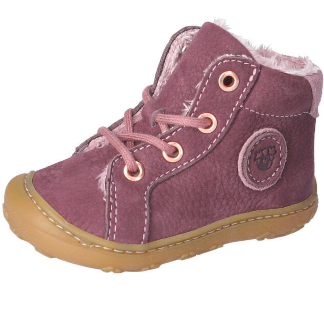 Knöchelschuh GEORGIE in pflaume für Mädchen mit flexibler Sohle und Klettverschluss