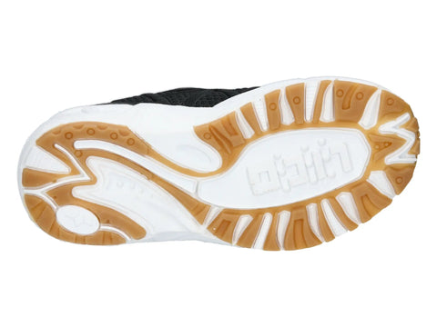 Detailaufnahme der LICO-Sohle; Sneaker FLORI VS 366380, schwarzes Obermaterial, weiße Sohle mit Gummiabschnitten.