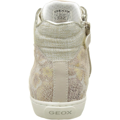 GEOX Knöchelschuh KIWI J72D5H- beige / gold - front view of beige and gold kids' ankle shoes with breathable sole 