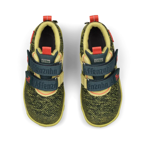 AFFENZAHN TEX Knöchelschuh KNIT HAPPY RAUPE - petrol / neongrün
