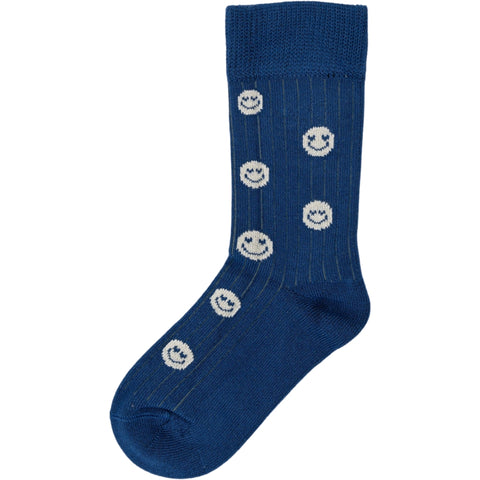 MINIPOP Bambus Socken - royalblau / Smiley
