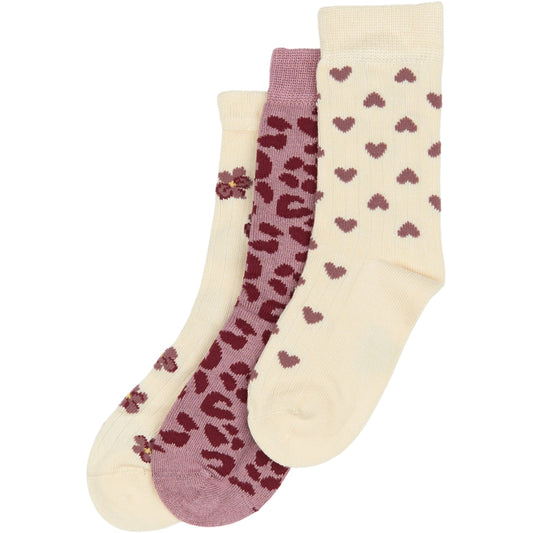 MINIPOP 3er Pack Bambus Socken - Herzen/Blumen