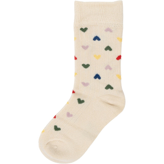 MINIPOP Bambus Socken - créme / bunte Herzen