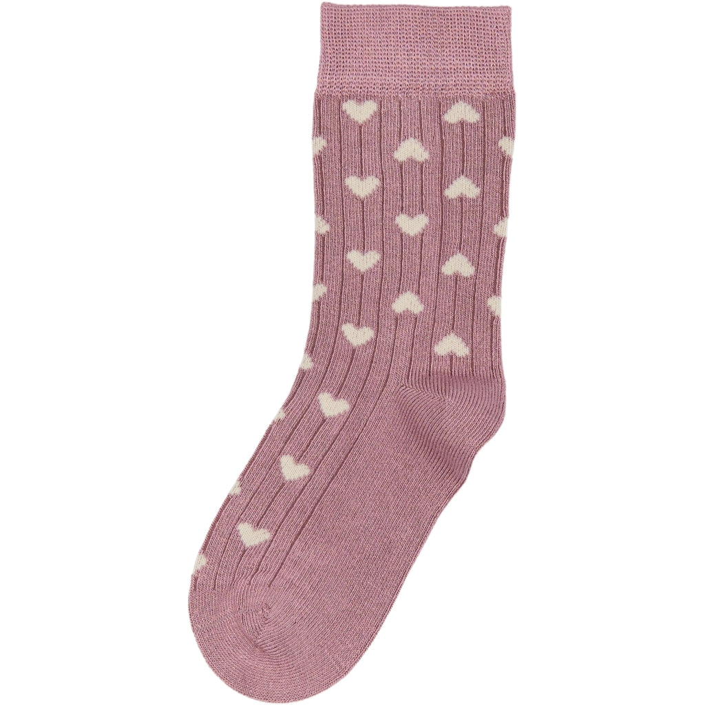 MINIPOP Bambus Socken - malve / créme Herzen