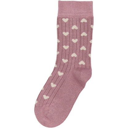MINIPOP Bambus Socken - malve / créme Herzen
