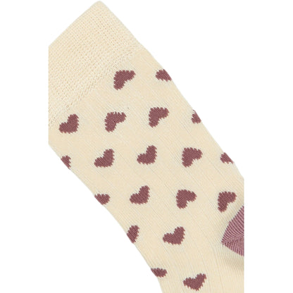 MINIPOP Bambus Socken - créme / malve Herzen