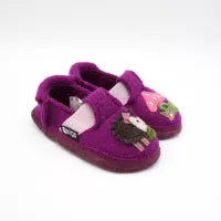 Gemütlicher NANGA Hausschuh in Bordeaux mit Igel-Motiv für bequemen Komfort