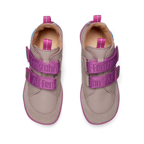 Affenzahn Barfuß Halbschuh Buddy Koala in taupe and violet, perfect for kids