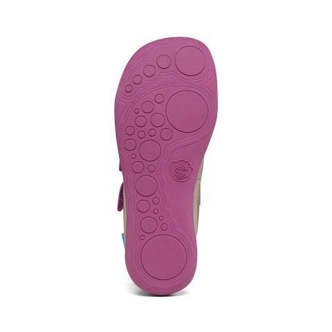 Adorable AFFENZAHN Buddy Koala barefoot half shoe in taupe and violet