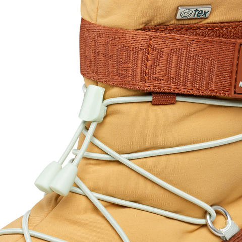 Close-up of the mint green accents on AFFENZAHN TEX Stiefel VEGAN SNOWY MINI A TURE - curry - braun - mint snow boots