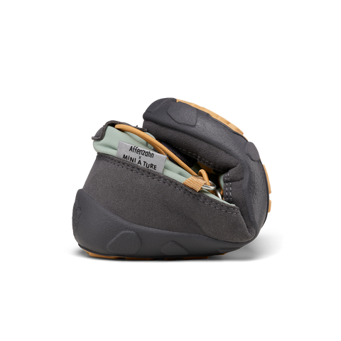 Vegan snowy mini A Ture boots in grey, mint, and curry colors from AFFENZAHN TEX Stiefel, perfect for all-weather adventures