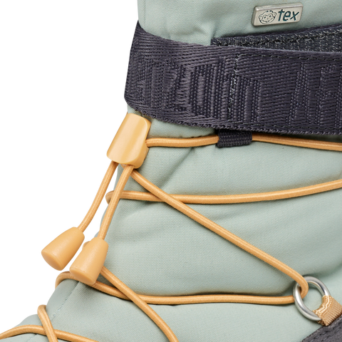 affenzahn tex stiefel snowy mini a ture vegan boot in gray with mint and curry colors