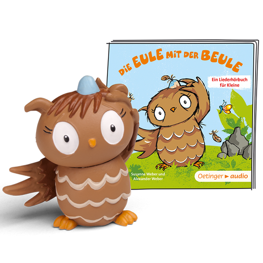 Die TONIES Figur Die Eule mit der Beule sitzt auf einem Ast