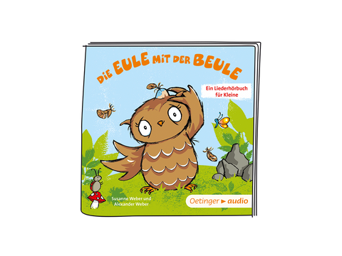 Die TONIES Figur Die Eule mit der Beule ist braun und weiß gefärbt