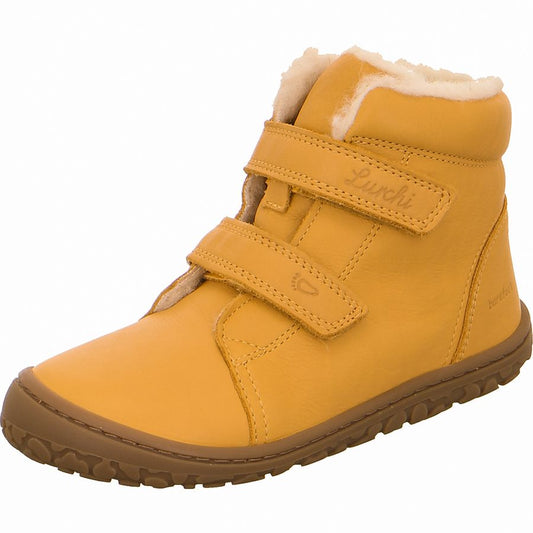 LURCHI Barfuß Stiefel NIC 50022-06 - gelb Kinderstiefel in leuchtendem Gelb mit rutschfester Sohle und bequemer Passform