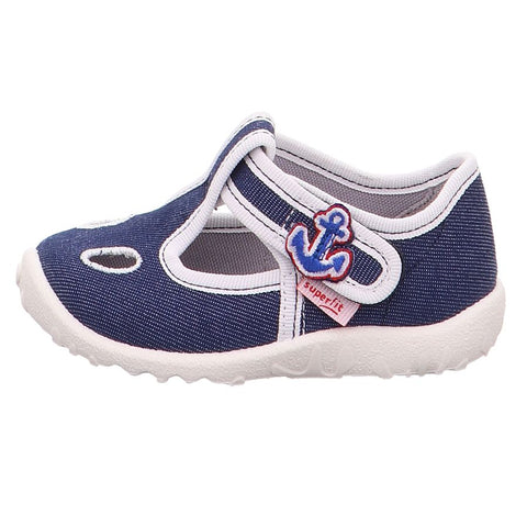Blue and white SUPERFIT Hausschuh SPOTTY 9248-80 with anchor design