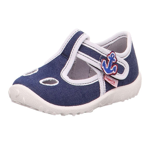 Blue and white SUPERFIT Hausschuh with anchor design, style SPOTTY 9248-80