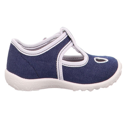 A comfortable and stylish pair of SUPERFIT Hausschuh SPOTTY 9248-80 in blue and white with a nautical anchor design