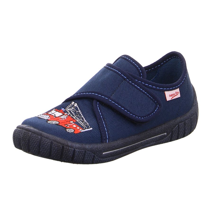 Superfit Hausschuh BILL 278-80 in dark blue, featuring a firetruck design