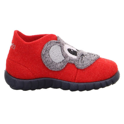 Comfortable and stylish red SUPERFIT Hausschuh HAPPY 294-71 featuring a cute mouse design