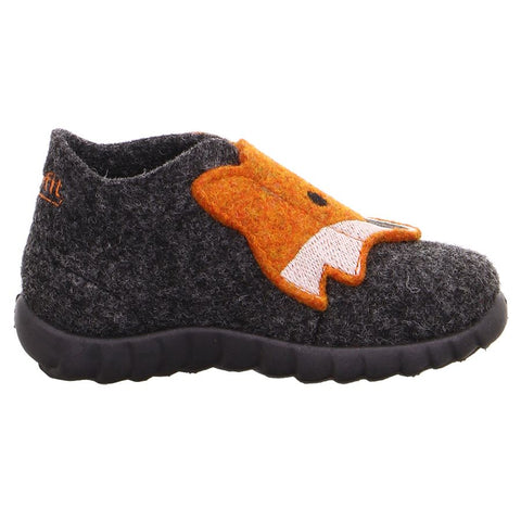 Gray SUPERFIT Hausschuh HAPPY 295-47 with cute fox design, comfortable and cozy indoor slippers for men