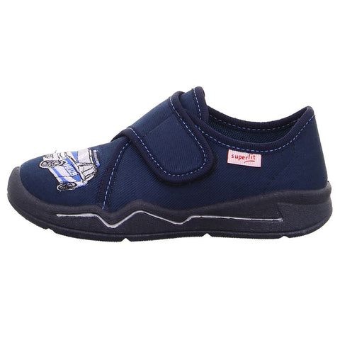 Blue SUPERFIT Hausschuh BENNY 298-80 with police design, comfortable indoor slipper