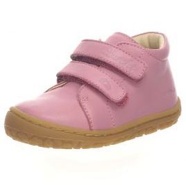 Close-up image of LURCHI Barfuß Halbschuh NORIK 50035-29 in flieder and rosa colors, featuring a comfortable and flexible design for barefoot walking