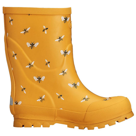 Vibrant curry-colored VIKING Gummistiefel JOLLY PRINT with adorable Bienchen print