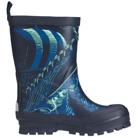 VIKING Gummistiefel JOLLY PRINT - navy - Wikinger, waterproof rubber boots with navy blue color and Viking print design