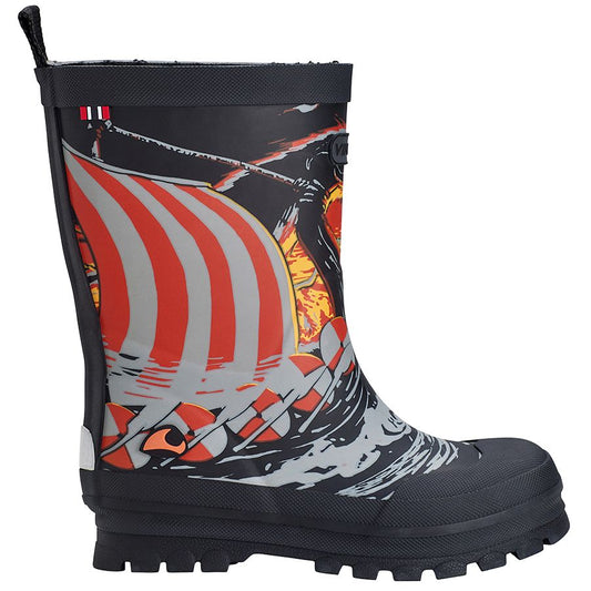 VIKING Gummistiefel JOLLY PRINT - schwarz - Wikingerschiff