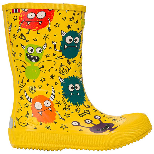 Viking Gummistiefel Indie Print in Gelb mit lustigem Monster-Design