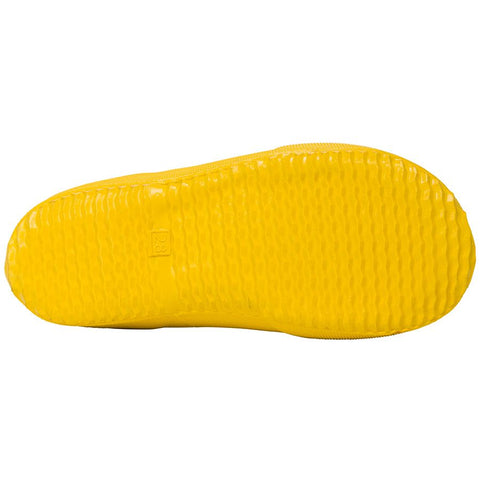 Detailansicht des gelben Viking Gummistiefels mit Monstermotiv