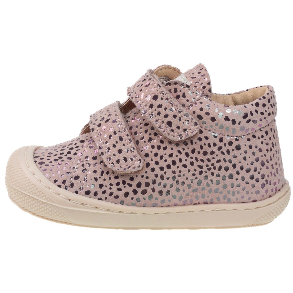 NATURINO Halbschuh COCOON in roségold with leopard print design, perfect for stylish and comfortable everyday wear for kids