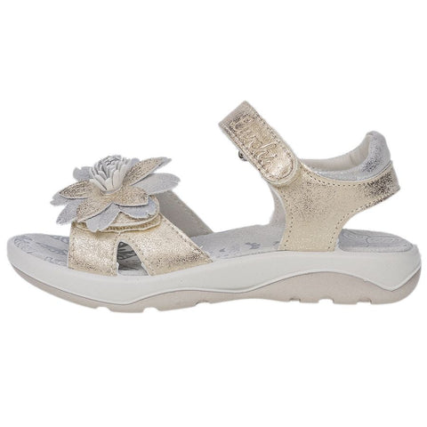 LURCHI Sandale FLORA in gold and silver with beautiful flower design
