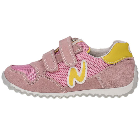 NATURINO Halbschuh SAMMY - rosa in soft pink with floral design and velcro strap 