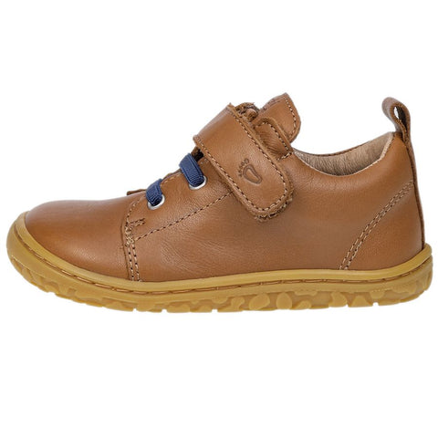 Close-up view of brown and blue LURCHI Barfuß Halbschuh NAEL 50017-04