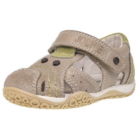JOCHIE FREAKS Halbsandale 10070 in beige color with lindgrün accents 