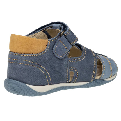 PRIMIGI Halbsandale 19106-00 in blue and curry color, a stylish and comfortable footwear option for kids