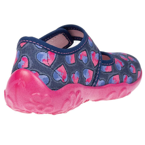 Comfortable and stylish SUPERFIT Hausschuh BONNY 283-880 in dark blue with pink hearts, ideal for cozy indoor wear