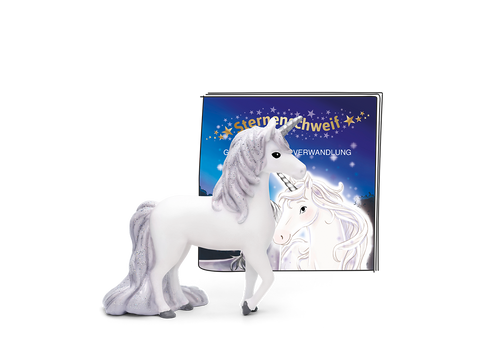 TONIES Figur - Sternenschweif - Geheimnisvolle Verwandlung Spielfigur auf Verwandlungsszene Hintergrund 