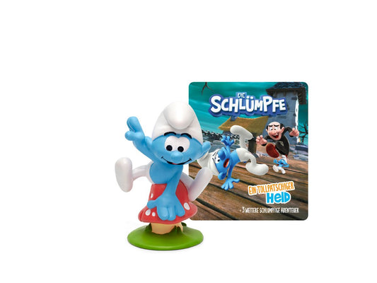 Die Schlümpfe Figur mit tollpatschigem Helden in einer lustigen Szene