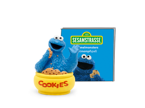 Krümelmonster Figur spielt und lacht mit Sesamstraße TONIES