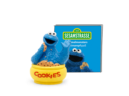 Krümelmonster Figur spielt und lacht mit Sesamstraße TONIES