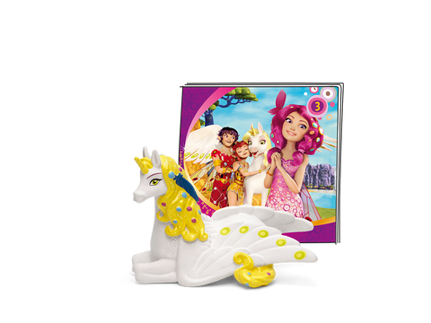 TONIES Figur - MIA & ME - Das goldene Einhorn - A detailed figurine of Mia riding the golden unicorn from the popular children's show Mia and Me