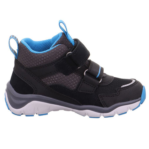 Black and ocean blue SUPERFIT GORE-TEX ankle shoe with SPORT5 design, style 0246-002, perfect for outdoor activities and sports