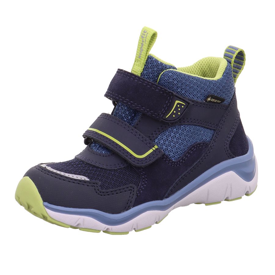 Superfit Gore-Tex Knöchelschuh SPORT5 0246-803 blau - hellgrün ankle shoe on white background with blue and light green color accents