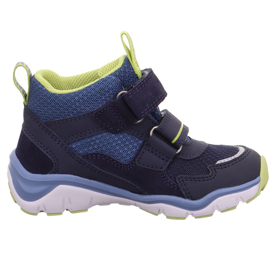 Side view of Superfit Gore-Tex Knöchelschuh SPORT5 0246-803 blau - hellgrün ankle shoe with sturdy rubber sole